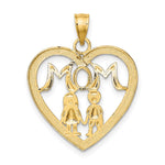 10K W/ Rhodium Heart With 2 Kids MOM Charm - Product Photo