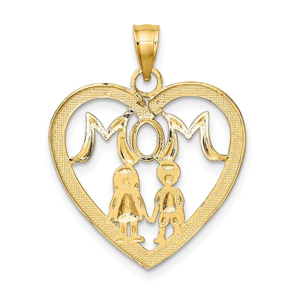 10K W/ Rhodium Heart With 2 Kids MOM Charm - Product Photo