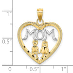 10K W/ Rhodium Heart With 2 Kids MOM Charm - Product Photo