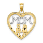 10K W/ Rhodium Heart With 2 Kids MOM Charm - Product Photo