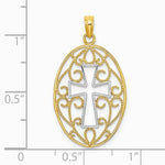 10K / 14K Yellow with Rhodium with Rhodium Beaded Filigree Cross Charm - Product Photo