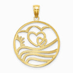 10K / 14K Yellow with Rhodium with Rhodium Sun, Hearts ,Water Circle Charm - Product Photo