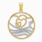 10K / 14K Yellow with Rhodium with Rhodium Sun, Hearts ,Water Circle Charm - Product Photo