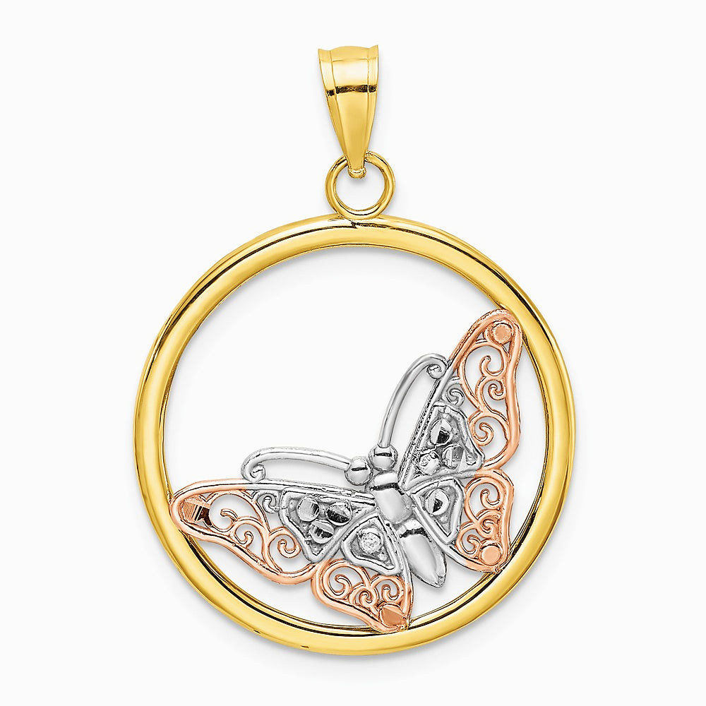 10K / 14K Two-tone with White Rhodium Butterfly Charm - Product Photo