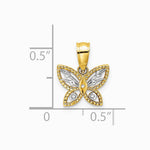 10K / 14K Yellow with Rhodium w/ Rhodium Mini Diamond-Cut Butterfly Charm - Product Photo