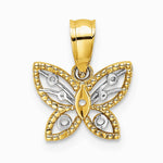 10K / 14K Yellow with Rhodium w/ Rhodium Mini Diamond-Cut Butterfly Charm - Product Photo