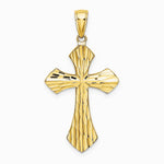 10K / 14K Yellow with Rhodium W/ Rhodium Diamond-Cut Reversible Cross Charm - Product Photo