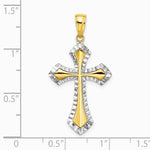 10K / 14K Yellow with Rhodium W/ Rhodium Diamond-Cut Reversible Cross Charm - Product Photo