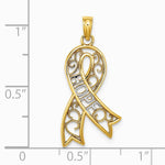10K / 14K Yellow with Rhodium W/Rhodium Filigree Ribbon HOPE Charm - Product Photo