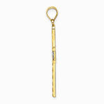 10K / 14K Yellow with RH W/ RH and Diamond-Cut Flower Design Cross Charm - Product Photo
