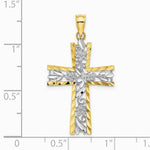 10K / 14K Yellow with RH W/ RH and Diamond-Cut Flower Design Cross Charm - Product Photo