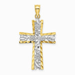 10K / 14K Yellow with RH W/ RH and Diamond-Cut Flower Design Cross Charm - Product Photo