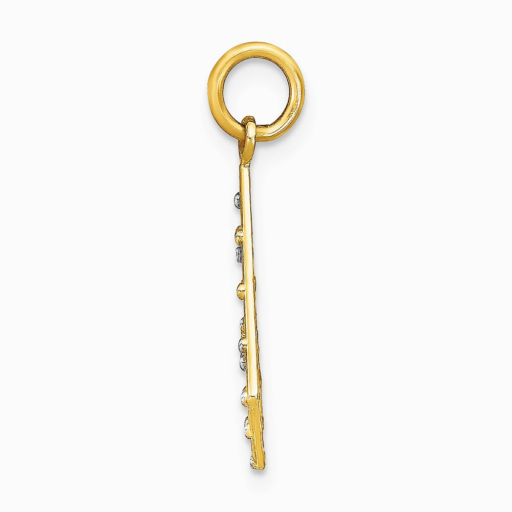 10K / 14K Yellow with Rhodium with Rhodium Diamond-Cut Small Criss-Cross Charm - Product Photo