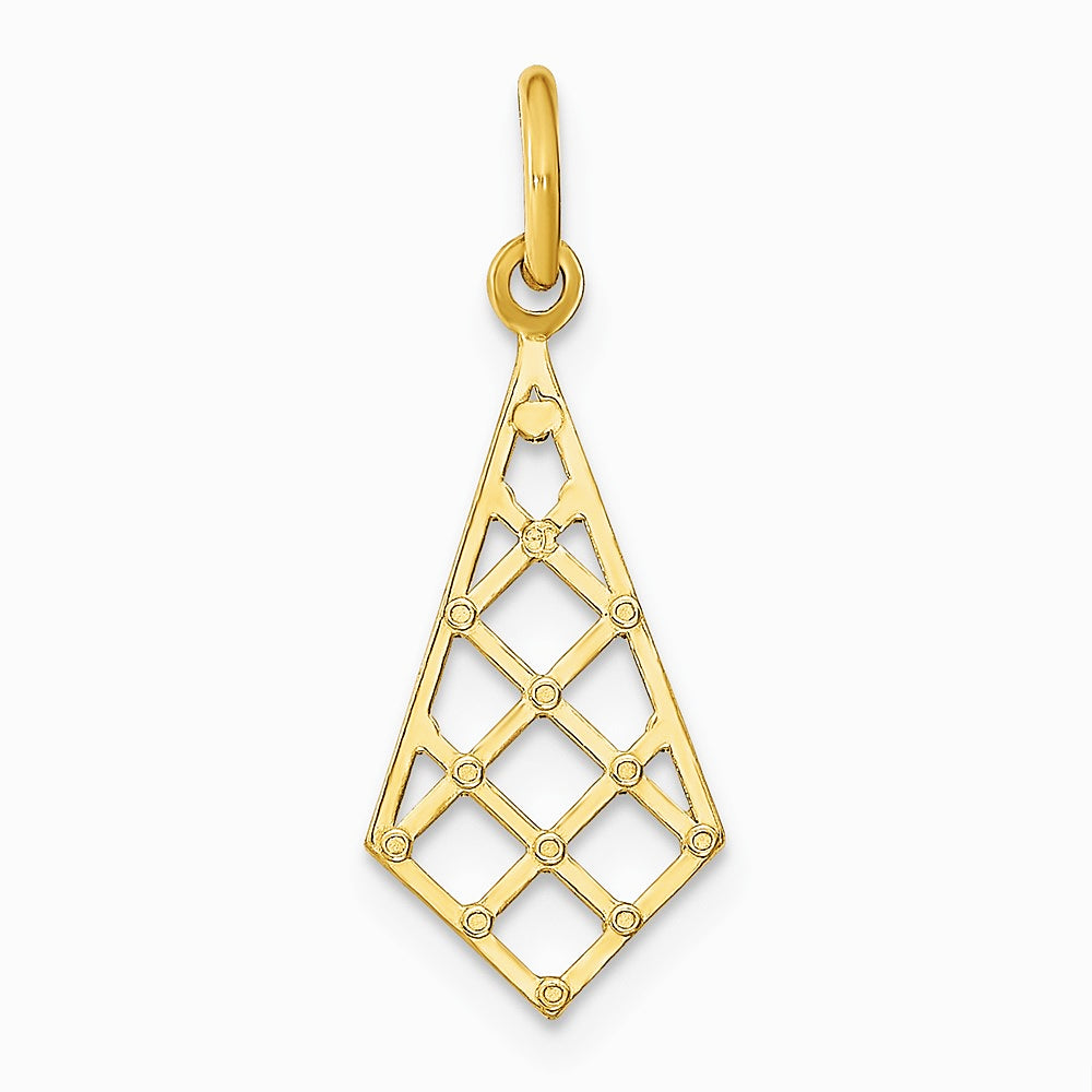10K / 14K Yellow with Rhodium with Rhodium Diamond-Cut Small Criss-Cross Charm - Product Photo