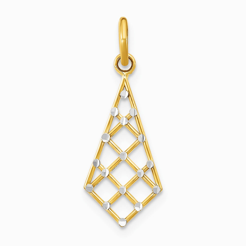 10K / 14K Yellow with Rhodium with Rhodium Diamond-Cut Small Criss-Cross Charm - Product Photo