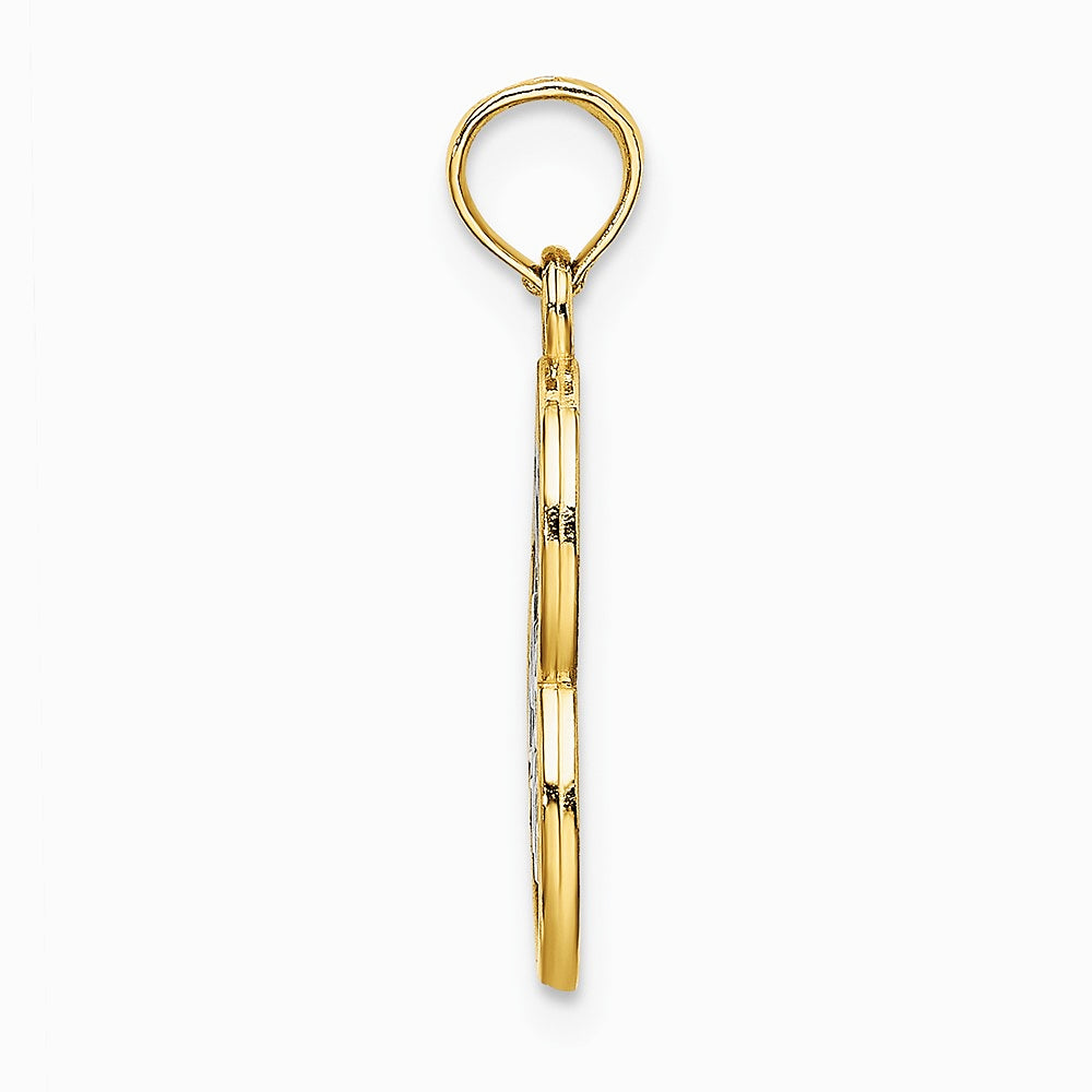 10K / 14K Yellow with Rhodium w/ Rhodium LIVE LOVE LAUGH In Heart Charm - Product Photo