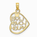 10K / 14K Yellow with Rhodium w/ Rhodium LIVE LOVE LAUGH In Heart Charm - Product Photo