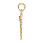10K Two-Tone w/Rhodium MOM Heart W/ Flower Charm - Product Photo