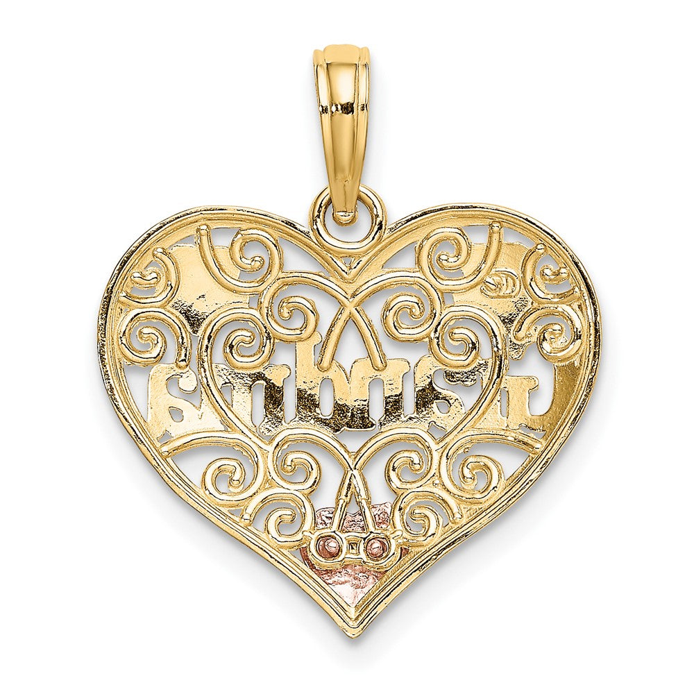 10K Two-tone w/White Rhodium GRANDMA Heart Charm - Product Photo