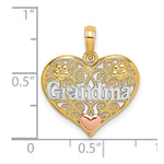 10K Two-tone w/White Rhodium GRANDMA Heart Charm - Product Photo