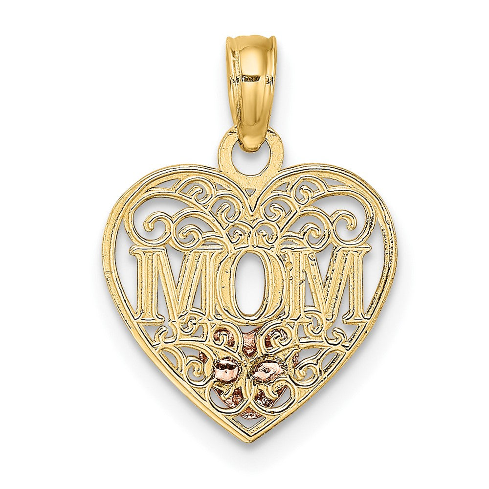 10k Two-tone w/White Rhodium MOM and Heart Pendant - Product Photo