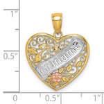 10K Two-tone w/White Rhodium GRANDMA Heart Charm - Product Photo