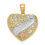 10K Two-tone w/White Rhodium GRANDMA Heart Charm - Product Photo