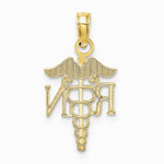 10K / 14K Yellow Gold RN Caduceus Pendant - Product Photo