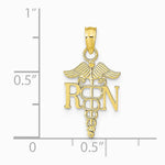 10K / 14K Yellow Gold RN Caduceus Pendant - Product Photo