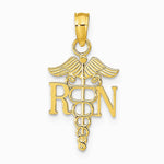 10K / 14K Yellow Gold RN Caduceus Pendant - Product Photo