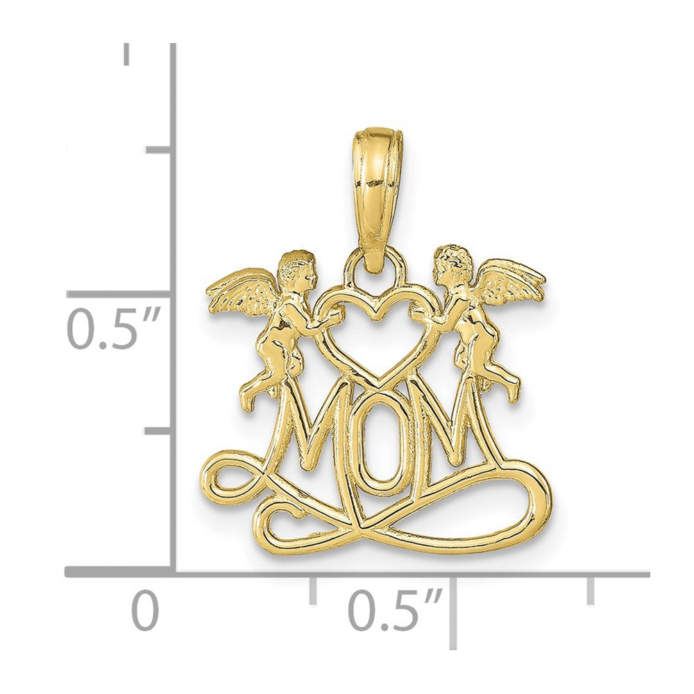 10K Polished MOM w/Heart and Angels Pendant - Product Photo
