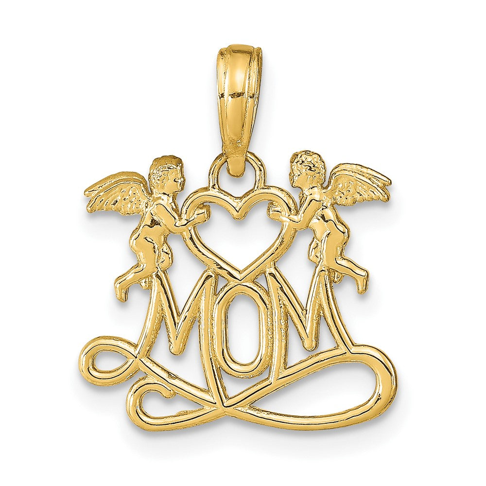 10K Polished MOM w/Heart and Angels Pendant - Product Photo