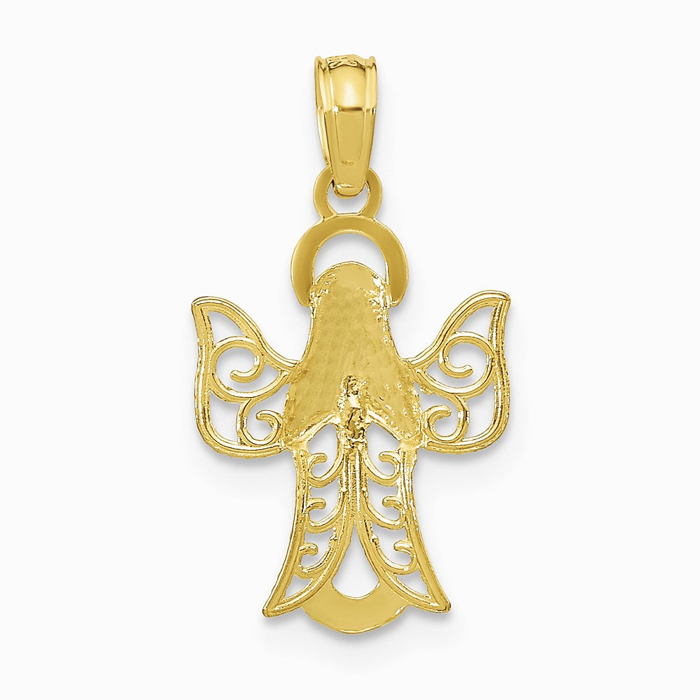 10K / 14K Yellow Gold Angel W/Filigree Cut-Out Wings Charm - Product Photo
