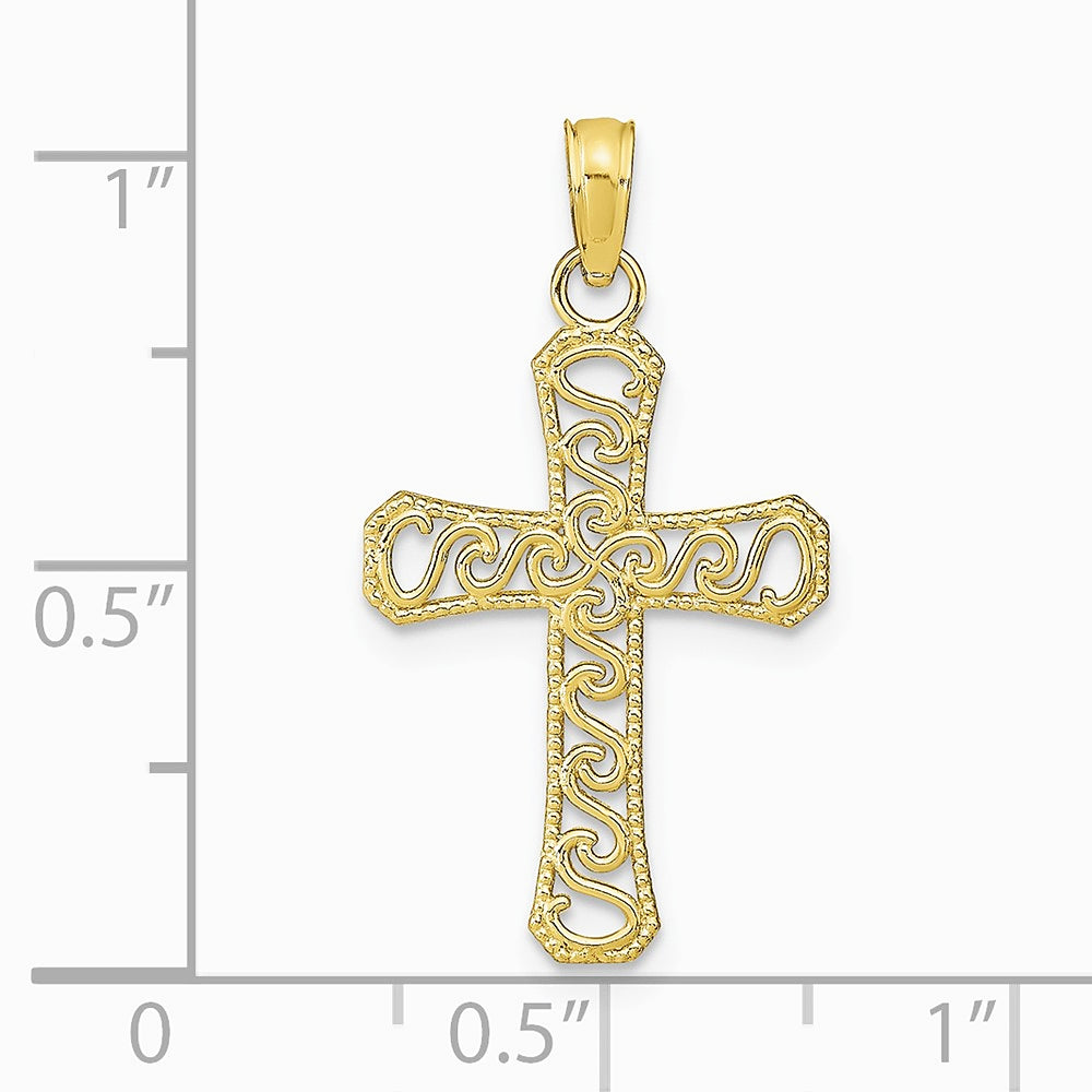 10K / 14K Yellow Gold Fancy Cross Pendant - Product Photo