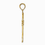 10K / 14K Yellow Gold Textured with Square Center Cross Pendant - Product Photo