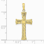 10K / 14K Yellow Gold Textured with Square Center Cross Pendant - Product Photo