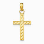 10K / 14K Yellow Gold Diamond-Cut Cross Pendant - Product Photo