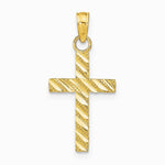 10K / 14K Yellow Gold Diamond-Cut Cross Pendant - Product Photo