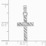 10K / 14K White Gold Diamond-Cut Cross Pendant - Product Photo