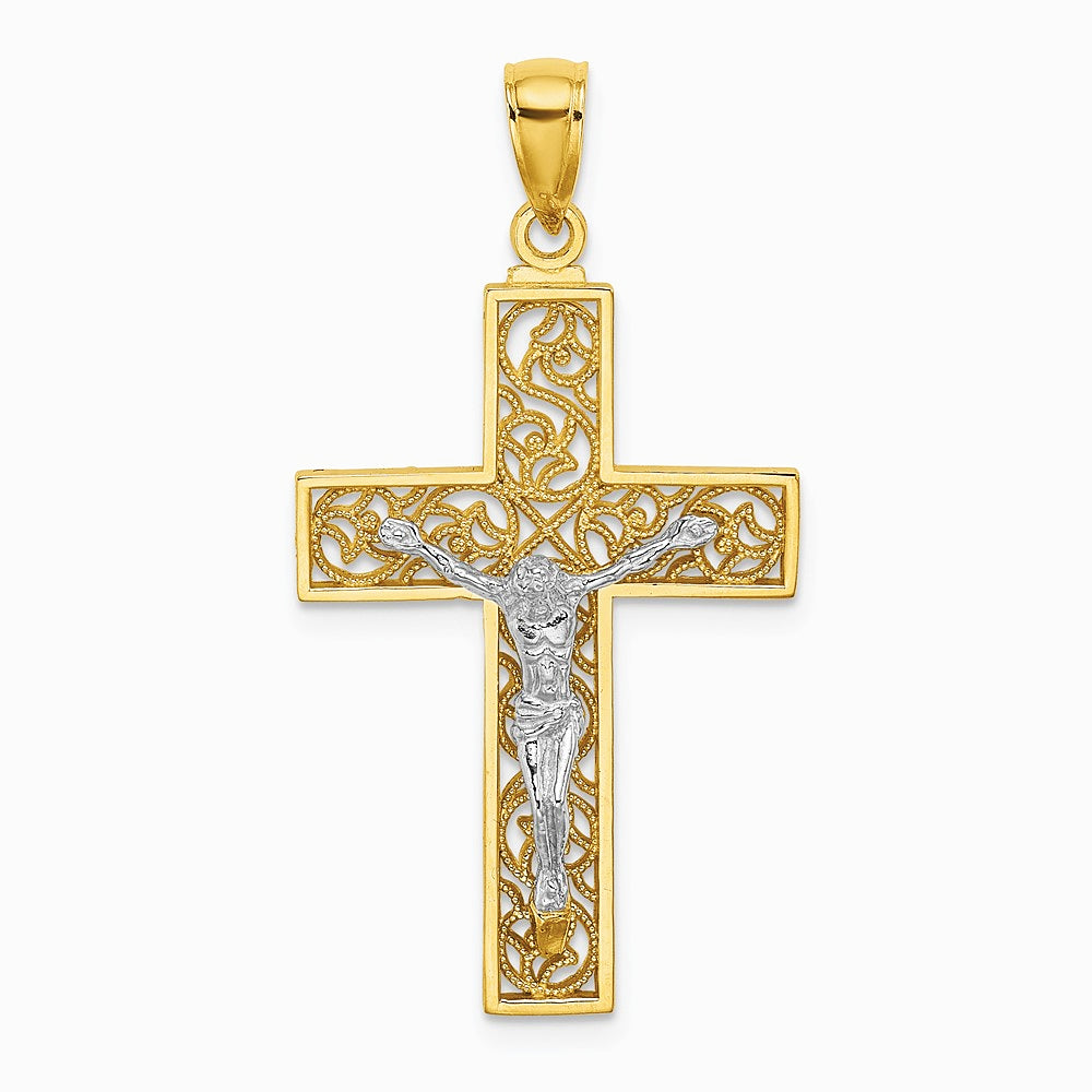 10K / 14K Two-tone Crucifix Pendant
