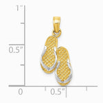 10K / 14K Yellow with Rhodium & Rhodium Solid Polished Sandals Pendant - Product Photo
