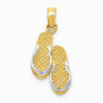 10K / 14K Yellow with Rhodium & Rhodium Solid Polished Sandals Pendant - Product Photo