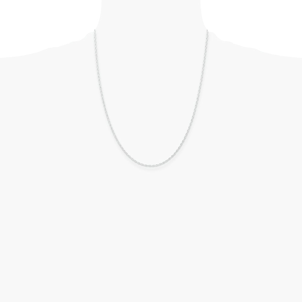 10K White Gold 1.15mm Carded Cable Rope Chain Necklace 16"-24" - Product Photo