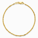 10K Yellow Gold 1.7mm Singapore Chain Bracelet 7"-10" - Product Photo