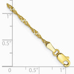 10K Yellow Gold 1.7mm Singapore Chain Bracelet 7"-10" - Product Photo