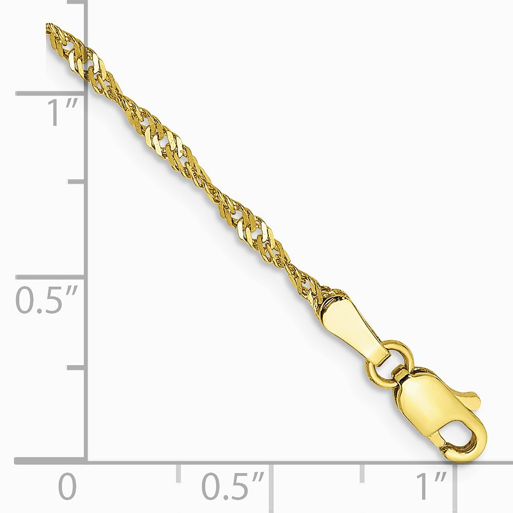 10K Yellow Gold 1.7mm Singapore Chain Bracelet 7"-10" - Product Photo