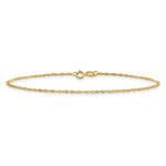 10K Yellow Gold 1.1mm Singapore Chain Anklet Bracelet 7"-10" - Product Photo