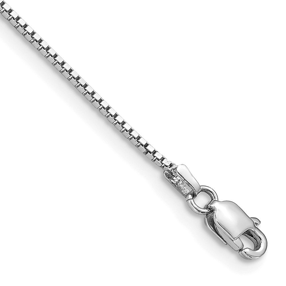10K White Gold .95mm Box Chain Bracelet 7"-9"