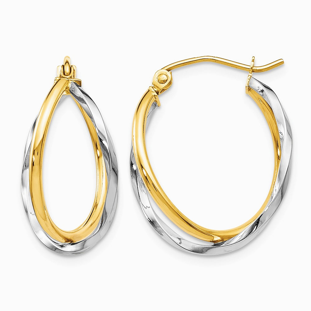 10K Two-Tone Hinged Hoop Earrings - Product Photo