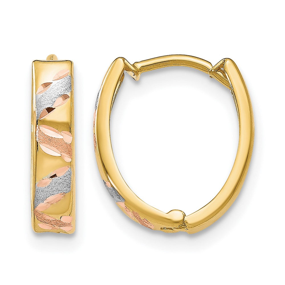 10K Yellow with RH Two-tone with White RH Polished and Satin Diamond-Cut Earrings